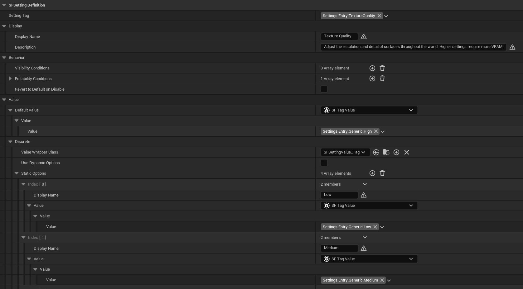 A Discrete Setting with static options.