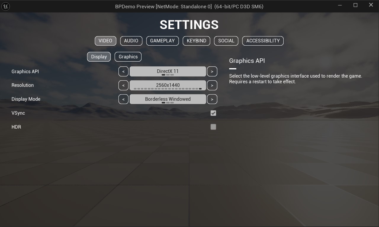 Widget populated with settings.